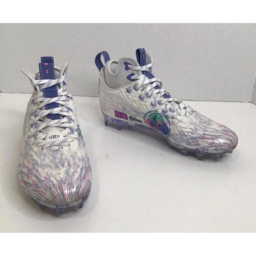 Under Armour Spotlight Clone Womens 3026342-100 White Football Cleats Size 9 - Picture 3 of 8